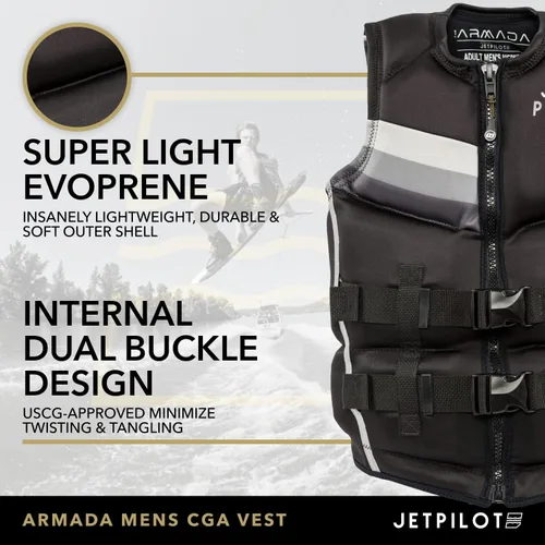Vista 2 de Jetpilot Chaleco salvavidas de neopreno para hombre Armada aprobado por la Guardia Costera PFD