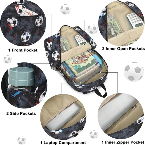 Vista 29 de CAMTOP - Conjunto de mochila y lonchera con estampados divertidos para niños de preescolar y primaria), Y0058-2