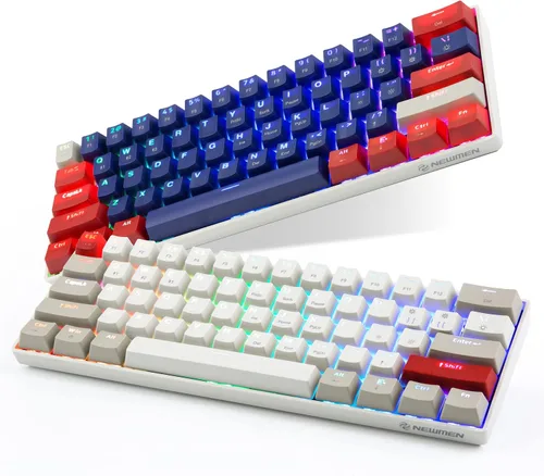 Vista 7 de Newmen GM610 - Teclado mecánico inalámbrico 60%, retroiluminación RGB con cableBluetooth, 61 teclas anti-fantasma, programable, teclado