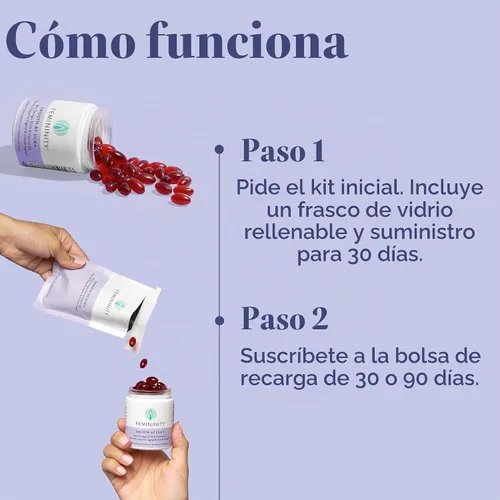Vista 6 de Femininity Suave como la seda + recarga de 30 días para la sequedad vaginal (60 cápsulas blandas) – Mezcla de aceite de espino amarillo, vitamina D3