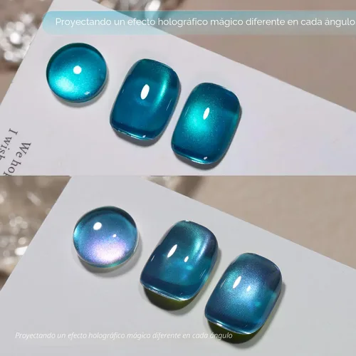 Vista 2 de GAOY Juego de esmaltes de uñas de gel con purpurina de ojo de gato con imán y galaxia colorida para ojos de gato holográficos, manicura de gel