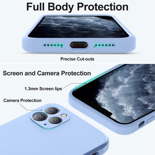 Vista 4 de Vooii Funda compatible con iPhone 11 Pro, silicona líquida mejorada con bordes planos, protección de cámara, forro de microfibra antiarañazos suave