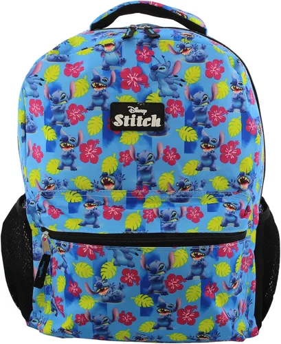 Vista 2 de Lilo and Stitch - Mochila escolar de 16 pulgadas para niño Azul Patchwork talla única Clásico