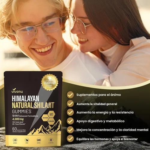 Vista 6 de Gomitas Shilajit, Shilajit para hombres y mujeres Fórmula 10 en 1 de alta potencia de 4000 mg con shilajit puro del Himalaya, Ashwagandha y 75%