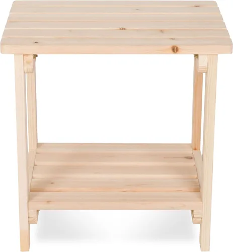 Vista 3 de Shine Company Providence - Mesa auxiliar rectangular de madera maciza para exteriores, mesa pequeña de patio Adirondack – Natural