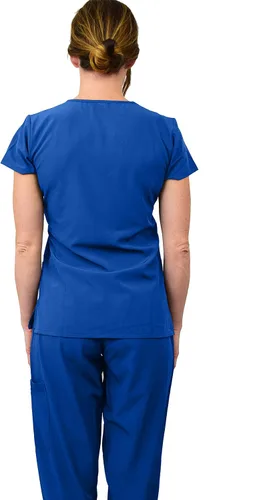 Vista 3 de Green Town Women's Jogger Scrub Set Medical Nursing GT 4FLEX Top and Pant Solid Colors and Prints