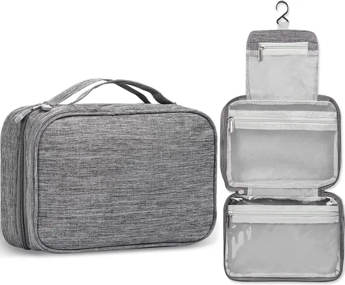 Vista 8 de Etercycle Neceser de viaje compacto para mujeres y hombres, organizador de ducha colgante impermeable con gancho, bolsa de lavado plegable portátil