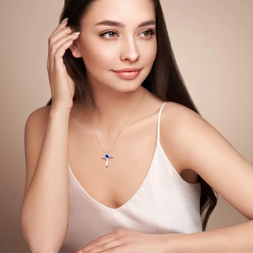 Vista 2 de NINAMAID Cross Necklace for Women, 925 Sterling Silver Birthstone Necklace for Women with Diamond Sideways Cross Necklace Birthstone Jewelry