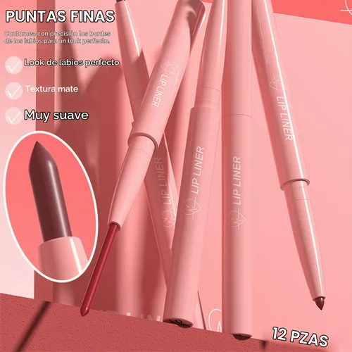 Vista 6 de Baorder Juego de lápices de labios mate de 12 colores, lápiz labial de terciopelo cremoso, de larga duración, impermeable, suave, altamente
