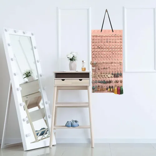 Vista 6 de SivaLife Organizador de aretes, soporte para aretes para colgar en la pared, almacenamiento de exhibición de pendientes para mujeres y niñas