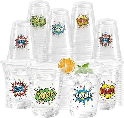 Vista 8 de 100 Piezas Vasos de Plástico Rosa Fiesta Vaquera Occidental 12 OZ Vasos Desechables Disco, Diseños de Sombrero Vaquero, Bota y Bola Disco