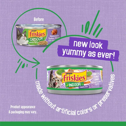 Vista 2 de Alimento húmedo para interior para gatos Purina Friskies, 24 unidades de 5.5 oz