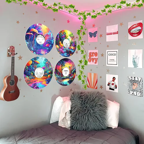 Vista 2 de HK Studio Decoración hippie, carteles para estética de habitación, ciencia ficción, decoración de discos, decoraciones de fiesta temática musical, 4