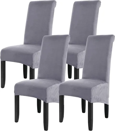 Vista 38 de ele ELEOPTION Fundas grandes de terciopelo y elastano para silla, fundas protectoras suaves y elásticas para silla, extraíbles y lavables para Negro