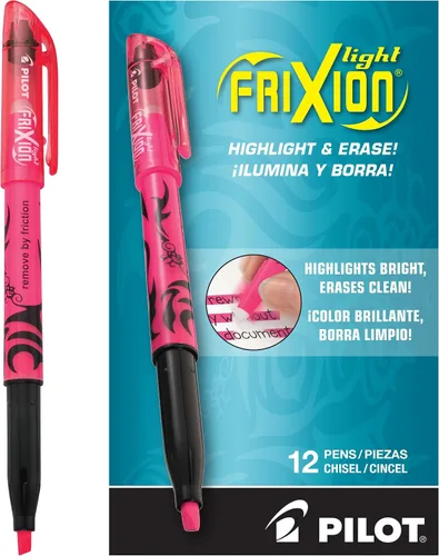 Vista 7 de Pilot FriXion Light 46522 paquete de 2 rotuladores fluorescentes borrables color rosa con punta chisel, Verde
