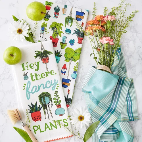 Vista 5 de DII You Grow Girl Collection Decorativo, lavable a máquina, juego de paños de cocina, 18 x 28 pulgadas, plantas elegantes, 3 piezas