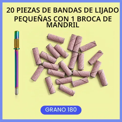 Vista 3 de Juego de 6 brocas para cutículas con 20 bandas de lijado pequeñas Varios