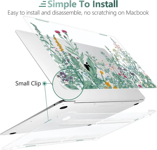 Vista 37 de TWOLSKOO Funda para MacBook Air de 13,3 pulgadas (versión antigua 2018-2021, modelos: M1 A2337, A2179, A1932) - Carcasa rígida con protector de Flor