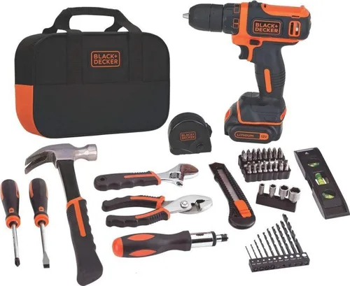 Vista 3 de BLACK+DECKER Kit de herramientas para taladro/hogar de 12 V MAX con kit de herramientas para colgar cuadros MarkIT (BDCDD12PK y BDMKIT101C)