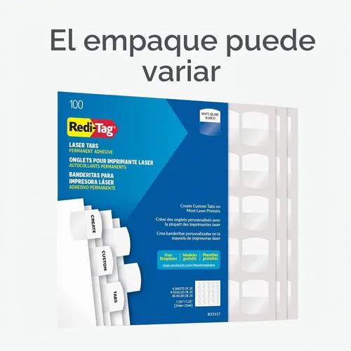 Vista 7 de Pestañas de índice láser imprimibles Redi-Tag, Blanco