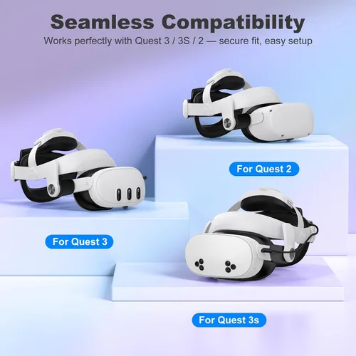 Vista 2 de Kawaye Head Strap for Meta Quest 3S/3/2, 6700mAh Hot-Swap Batteries for Oculus Head Strap Extend 2-3Hrs,Dual Dial Adjustable VR Headset Strap for