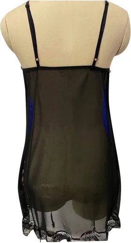 Vista 6 de Pijama sexy de encaje para mujer, camisón de retazos de encaje, ropa interior con lazo, lencería de seda