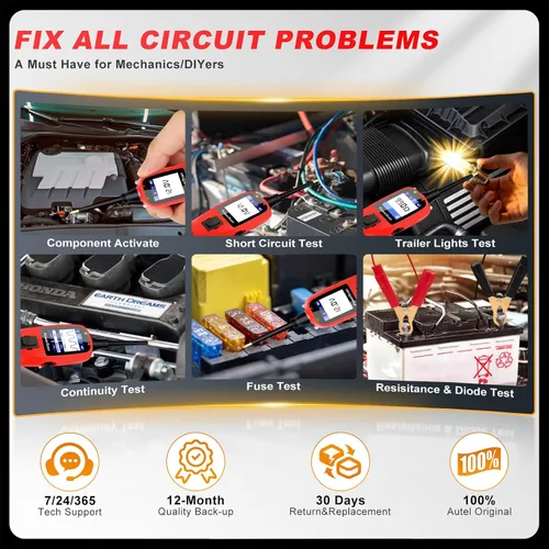 Vista 2 de Autel PowerScan PS100 - Probador de circuito de automóvil, kit universal de sonda de circuito de alimentación automotriz de 12 V 24 V con cable