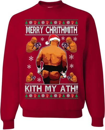 Vista 29 de wild custom apparel Merry Chrithmith Kith My Ath suéter feo de Navidad divertido con cuello redondo sudadera Negro