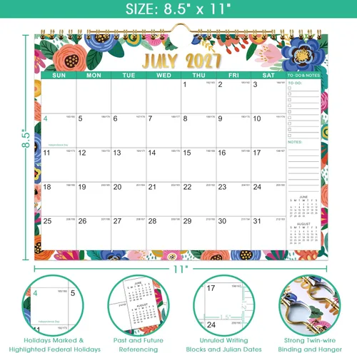Vista 3 de Calendario 2027 – Calendario de pared 2027, 11 x 8.5 pulgadas, calendario