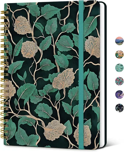Vista 21 de Taja Cuaderno de Diario en Espiral con Líneas para Mujeres, A5 Lindo Cuaderno de Tapa Dura con Rayas Universitarias para Trabajo y Toma de Notas
