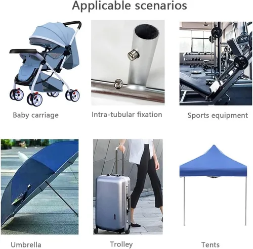Vista 6 de Paquete de 10 clips de resorte de remo para kayak, longitud de repuesto, botón ajustable, pasador de bloqueo a presión para paletas de SUP, poste