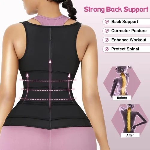 Vista 2 de FeelinGirl Waist Trainer for Women Latex Corset Cincher Vest Sport Workout Girdle Hourglass Body Shaper with Steel Bones