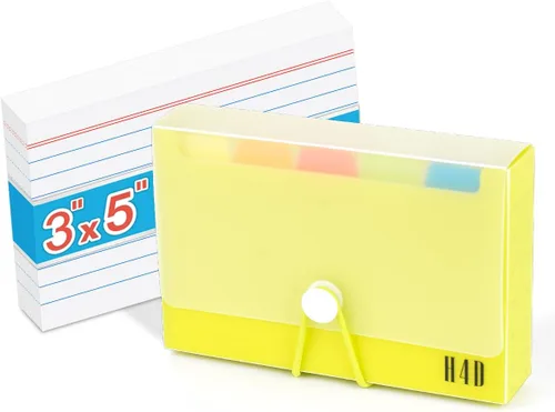 Vista 15 de Estuche de tarjetas de índice H4D de 3x5 con 100 tarjetas de índice pesadas rayadas y separadores, negro