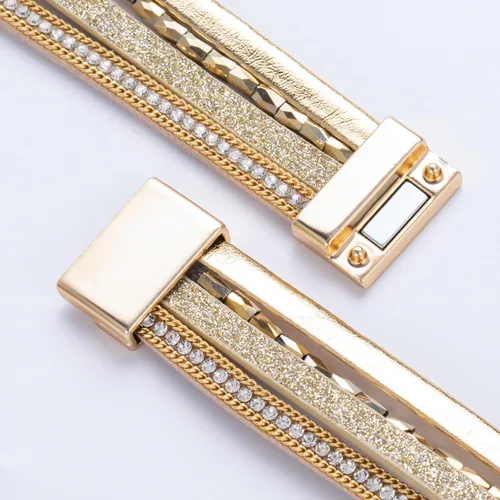 Vista 263 de FANCY SHINY - Pulsera de cuero estilo bohemio, pulsera de cuentas de cristal con cierre magnético, regalos de joyería para mujer