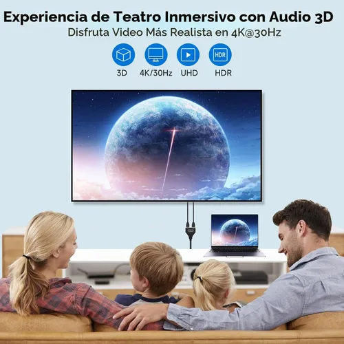 Vista 7 de BATU Divisor HDMI 1 en 2 salidas 4k 30hz cable HDMI 2.0 macho a doble hembra con cable USB de alimentación para HD, LED, LCD, TV, monitores