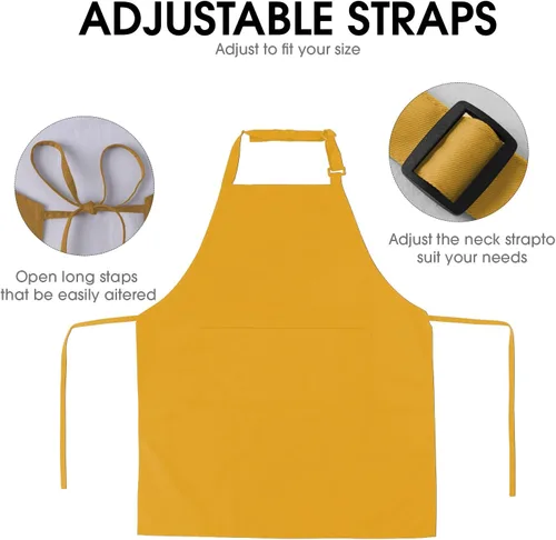 Vista 4 de EMICUTE Delantal ajustable con 2 bolsillos para hombres y mujeres, chef cocina cocina