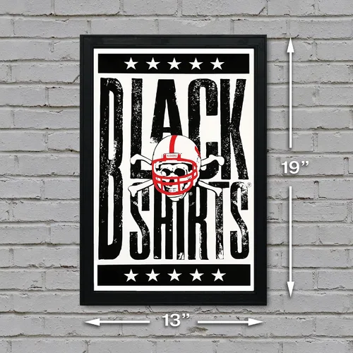 Vista 8 de Nebraska Cornhuskers Gift - Blackshirts Letterpess Poster - Officially Licensed Art Print - 13x19" - Husker Gift (Add Black Framed)