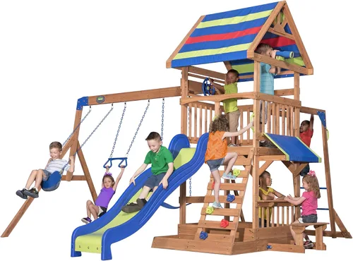 Vista 10 de Backyard Discovery - Juego de columpio de madera de cedro Belmont