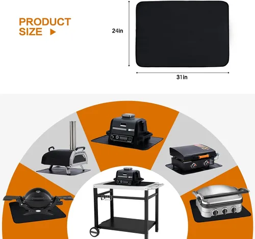Vista 5 de SUITMAT Tapete resistente al calor para encimera, tapete ignífugo e impermeable para parrilla de mesa al aire libre, protector de cubierta al aire