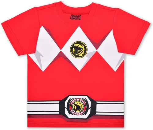 Vista 2 de Hasbro Power Rangers - Conjunto de camisa y pantalones deportivos de manga corta para niños pequeños, negrorojo o azulazul marino