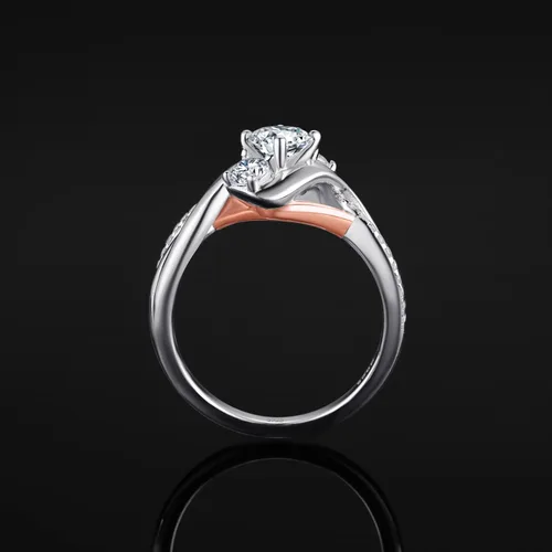 Vista 3 de JewelryPalace Infinity Twisted Cubic Zirconia 3 Stones Engagement Ring for Women, Love Knot 925 Sterling Silver 14K Rose Gold Promise Ring for her