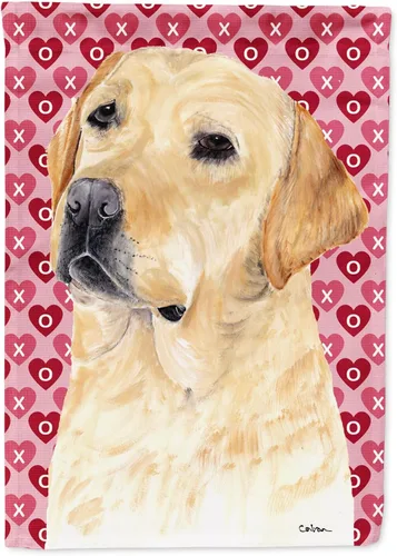 Vista 303 de Caroline's Treasures SS4484GF Bandera de jardín con diseño de bulldog inglés y corazones para el Día de San Valentín, bandera decorativa para patio