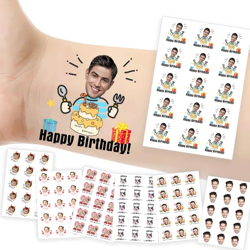 Vista 14 de Tatuajes temporales personalizados con foto y nombre, logotipo personalizado para adultos, niños, mujeres, hombres, regalo de boda, cumpleaños