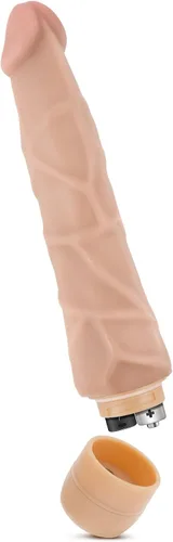 Vista 5 de Blush Dr. Skin Cock Vibe #1: Consolador vibrador largo de 9 pulgadas ~ Vibrador silencioso de múltiples velocidades de 2 pulgadas de ancho ~ Beige