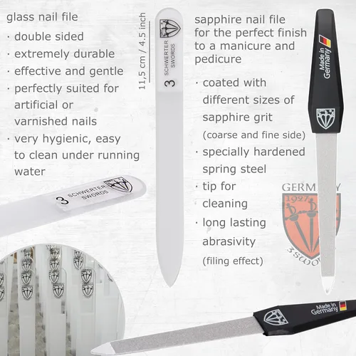Vista 3 de 3 Swords Germany – Juego de 8 piezas para manicura y pedicura profesional para el cuidado de las uñas de los dedos y los dedos del pie tijeras