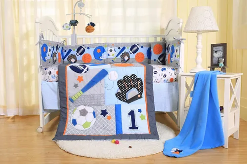 Vista 6 de Cuna de bebé con temática deportiva, 1 unidad de béisbol, fútbol, baloncesto, rubí, americano, bebé, bebé, guardería, móvil decorativo