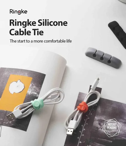 Vista 2 de Ringke Sujetacables de silicona [gestión de cables reutilizables] Organizador de cables flexible, longitud ajustable, clips de cable duraderos