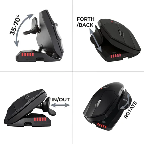 Vista 3 de Mouse Unimouse (2,4GHz tecnología inalámbrica, 6botones programables, 10ajustes de DPI, sensor PixArt PMW3330), Negro