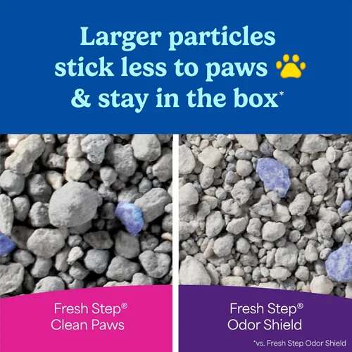 Vista 4 de Fresh Step Clean Paws Arena para gatos con frescura Febreze, Arena aglomerante avanzada para múltiples gatos con bajo seguimiento, 37 libras