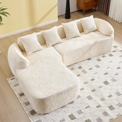 Vista 6 de Sofá Sillones para sala de tela de felpilla de 101 pulgadas, sofá para sala con esponja de alta elasticidad, sofás para sala con diseño